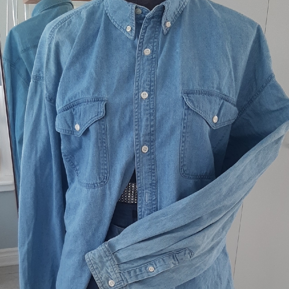 2👕👖BDL Denim Y2K Button-Up Shirt➕PATCHWORK JEANS Sz L/XL